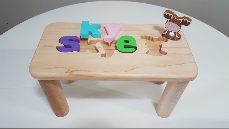 Personalized wooden bench,Name Puzzle Stool Bench,Birthday Gift,Wood,Personalized Puzzle,Kids Stool or Bench,free engraving message