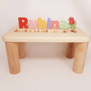 Bench Name -Personalized Baby-Wooden Chair -Name Bench- Custom puzzle-  Baby shower gift-Educational puzzles-  Custom name -Free Engraving
