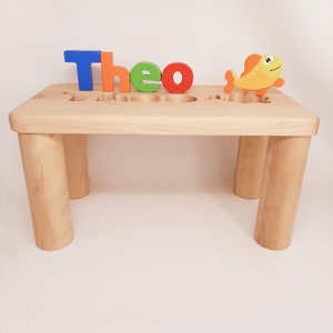 Bank Name -Personalisierte Baby-Holzstuhl -Name Bench- Benutzerdefinierte Puzzle-Baby-Dusche-Geschenk-Pädagogische Puzzles-Benutzerdefinierter Name -Gravur