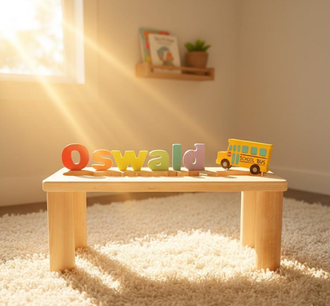 Personalized Wooden Name Puzzle Bench, Canadian Maple, Hand-painted ...