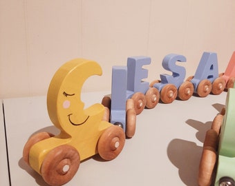 Personalised Wooden Magnetic Train,Personalised Wooden Toy Train,, Wooden Train, Wooden Train, Toy Train, Personalised Wooden Toy