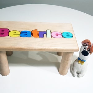 Kids bench Personalized Puzzle Name Name Puzzle Stool Educational puzzles-Custom name puzzle Name Puzzle Stool-Engraved Stool-Puzzle image 1