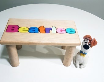 Kids bench Personalized Puzzle Name- Name Puzzle Stool -Educational puzzles-Custom name puzzle- Name Puzzle Stool-Engraved Stool-Puzzle