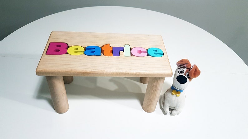 Kids bench Personalized Puzzle Name Name Puzzle Stool Educational puzzles-Custom name puzzle Name Puzzle Stool-Engraved Stool-Puzzle image 1