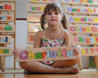 Personalized Name Puzzle, Custom Name Puzzle, Wooden Letter Puzzle, Personalized Gift, Newborn Gift, Gift, Free engraving message,Charlotte