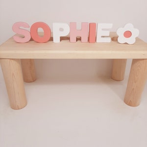 Girls Puzzle Name Bench, Wood Kids Bench Name, Maple Name Puzzle Bench, Personalized Toddler Bench Wooden, Custom Gift for Kids Christmas