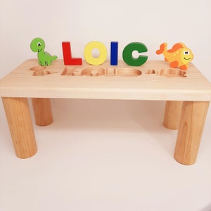 Bank Name -Personalisierte Baby-Holzstuhl -Name Bench- Benutzerdefinierte Puzzle-Baby-Dusche-Geschenk-Pädagogische Puzzles-Benutzerdefinierter Name -Gravur