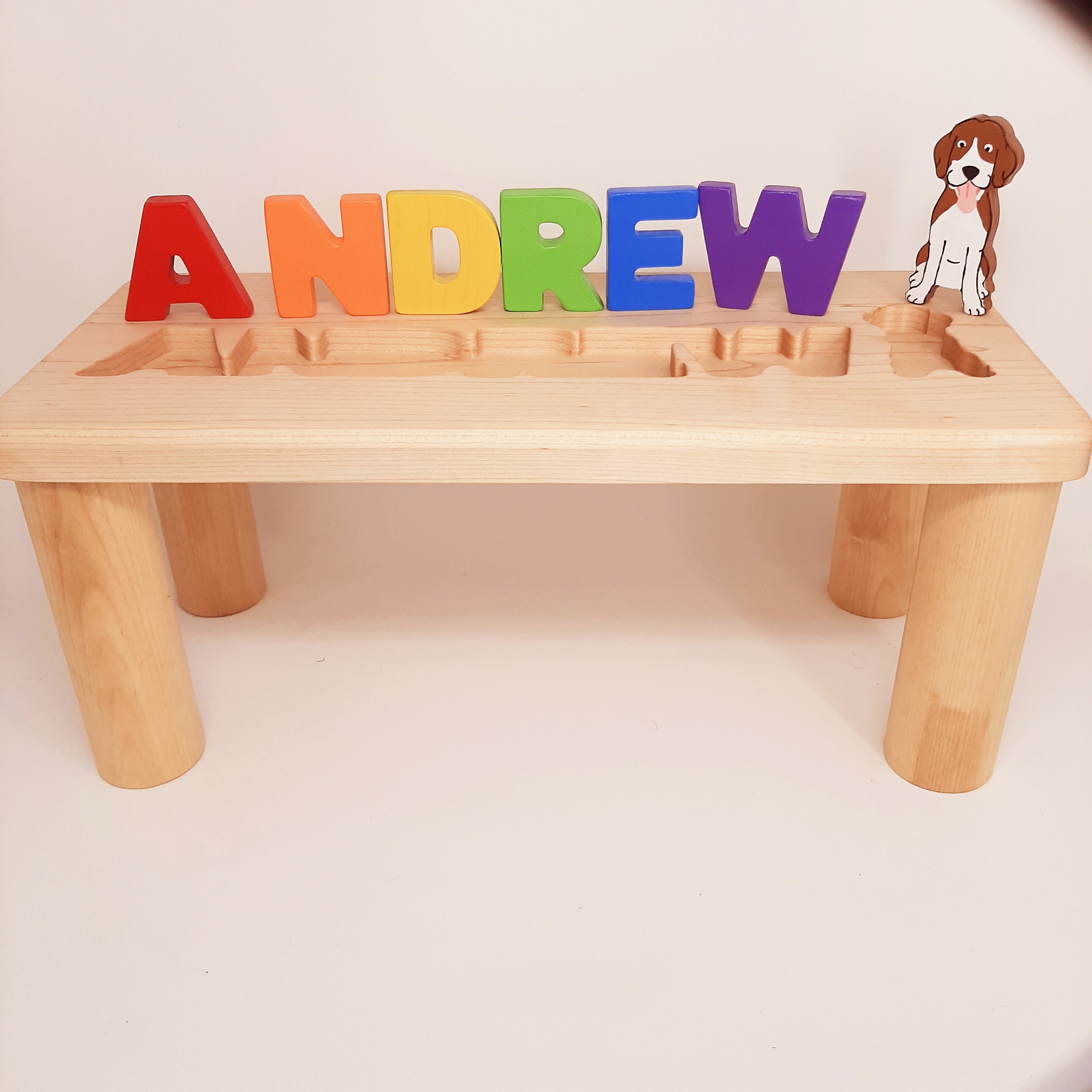 Wooden Name Puzzle Bench Personalized Kids Puzzle Name Bench Etsy