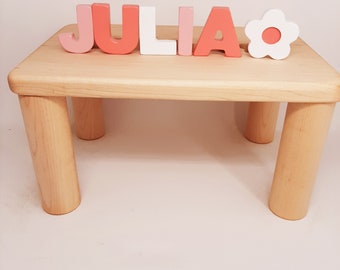 Girls Puzzle Name Bench, Wood Kids Bench Name, Maple Name Puzzle Bench, Personalized Toddler Bench Wooden, Custom Gift for Kids Christmas