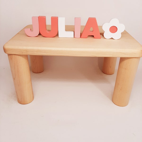 Girls Puzzle Name Bench, Wood Kids Bench Name, Maple Name Puzzle Bench, Personalized Toddler Bench Wooden, Custom Gift for Kids Christmas