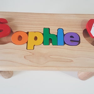 Bench Name Personalized Baby-Wooden Chair Name Bench Custom puzzle Baby shower gift-Educational puzzles Custom name Free Engraving image 1
