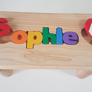 Bench Name Personalized Baby-Wooden Chair Name Bench Custom puzzle Baby shower gift-Educational puzzles Custom name Free Engraving image 1