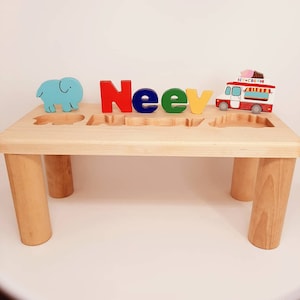 Bank Name -Personalisierte Baby-Holzstuhl -Name Bench- Benutzerdefinierte Puzzle-Baby-Dusche-Geschenk-Pädagogische Puzzles-Benutzerdefinierter Name -Gravur