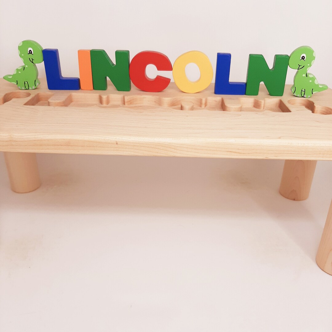 Girls Puzzle Name Bench, Wood Kids Bench Name, Maple Name Puzzle Bench ...