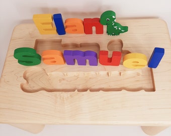Girls Puzzle Name Bench, Wood Kids Bench Name, Maple Name Puzzle Bench, Personalized Toddler Bench Wooden, Custom Gift for Kids Christmas