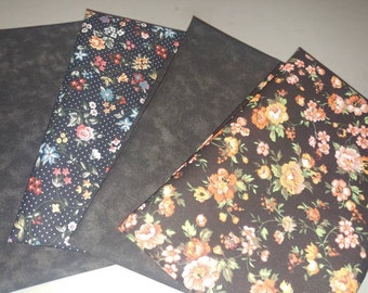 Black, Gray  Cotton Fat Quarter Bundle, Fat Quarter, Fat Quarter Bundle, Fabric, Floral,Black, Rose and Gray 4 bundle, Quilting