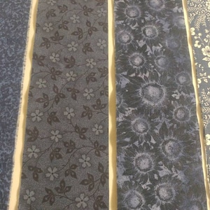 Jelly Roll fabric, 12, Dark Blue, 2 1/2 inch strips. 4 assorted patterns per set. 3 of each Cotton Jelly Roll 2 1/2 wide by 44 length