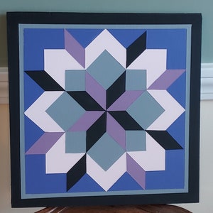 Barn quilt, Purple Star Burst, Outdoor quilt, Wall Art, Hand drafted Hand painted, Garden, Fence, wood Quilt ,Rustic 12&quot;×12&quot;