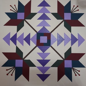 Barn Quilt Purple Tulip Barn quilt  Wall decor Barn quilts  Flower Wall Art Wood Quilt Indoor outdoor decor painting garden decor 18&quot;x18&quot;
