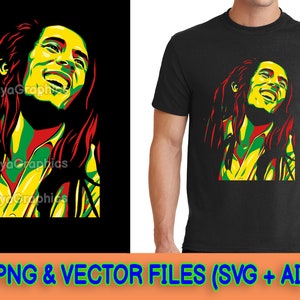 Bob Marley - Conception de téléchargement numérique aux formats SVG, PNG, AI