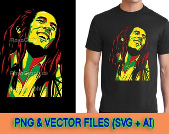 Bob Marley - Digital Download Design in SVG,PNG,AI Formats