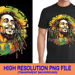 Bob Marley T-shirt Design - Digital Download High Resolution Png ...