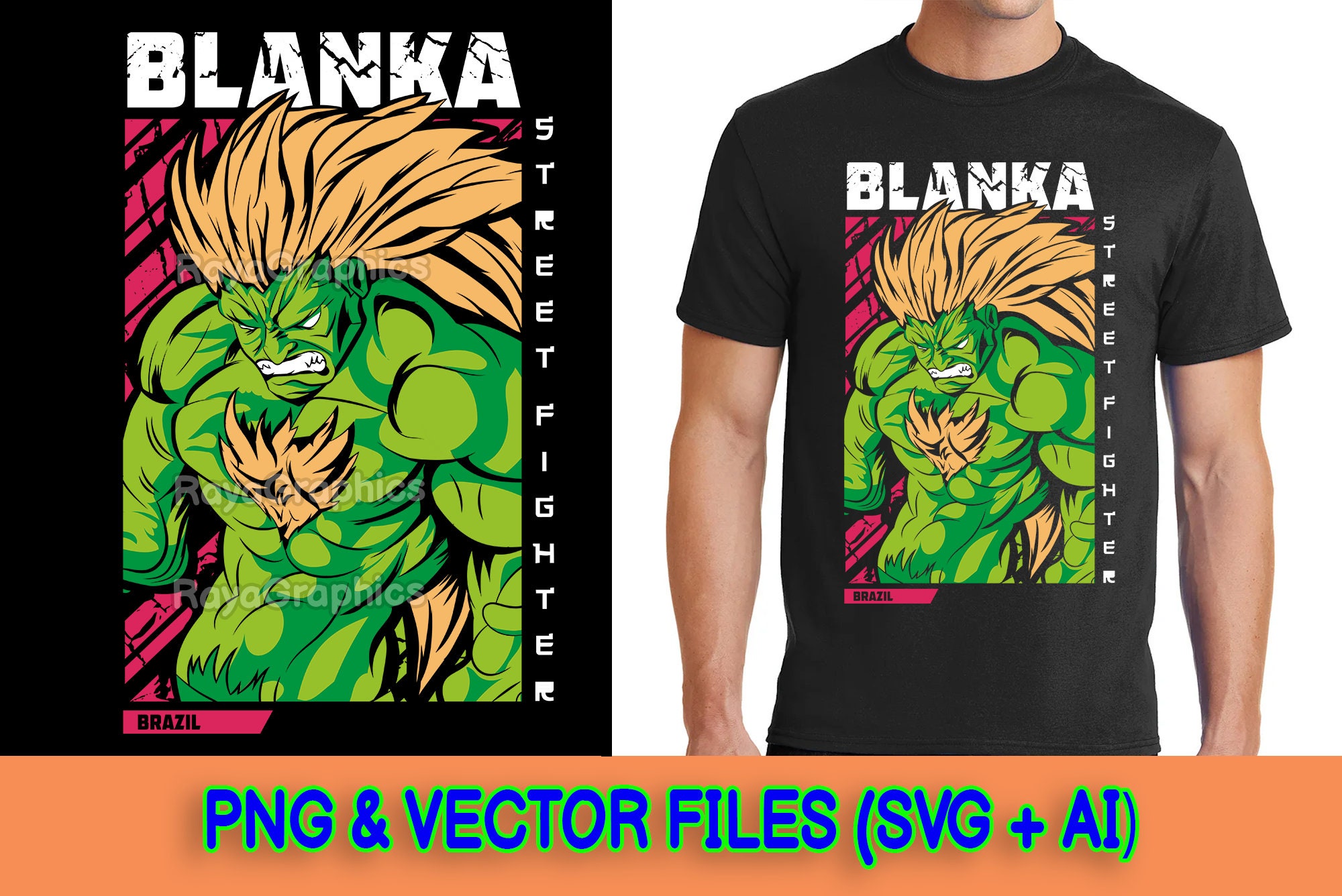 Blanka Musical Fighter Premium Unisex T-shirt vectorized 