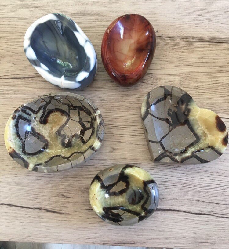 Vide Poche en Pierres , Cendriers Objets Décoration Septaria Cornaline Agate Pour Le Salon Bureau Ch