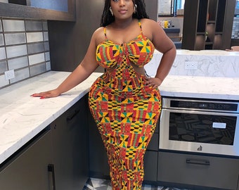 African dress | African Maxi Dress | African Print dress | Ankara print dress | Beach dress | birthday dress | Cutout dress - KHARI KENTE