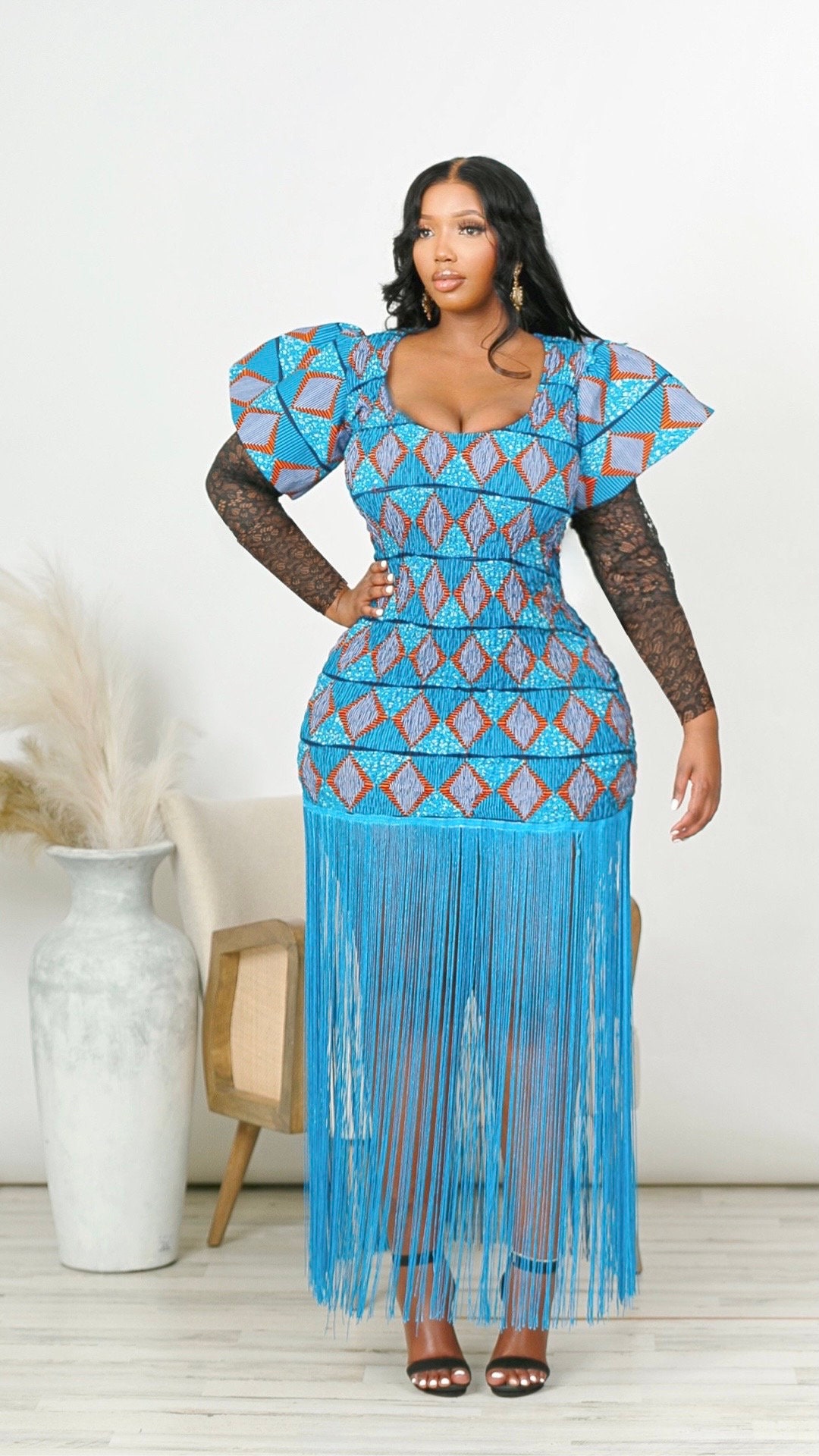 African Mini Dress, Blue Ankara Print Dress, Ankara Print African Mini Dress, Blue Ankara Print Dress, Ankara Print