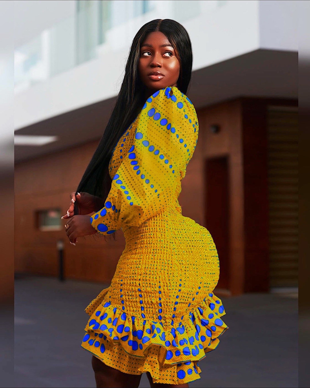 Yellow Mariama African Print Dress | Ankara Dress | Ruffle Dress