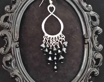 Black Crystal Chandelier Earrings
