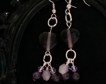 Purple drop earrings