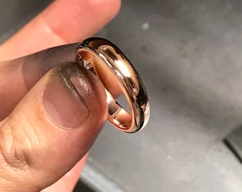 Solid 14K rose gold mens wedding band