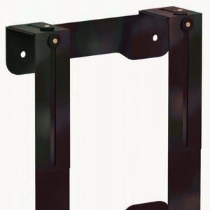 May include: Black metal wall mount bracket with a VIMOUNT logo. The bracket has two adjustable arms and is designed to hold a device.