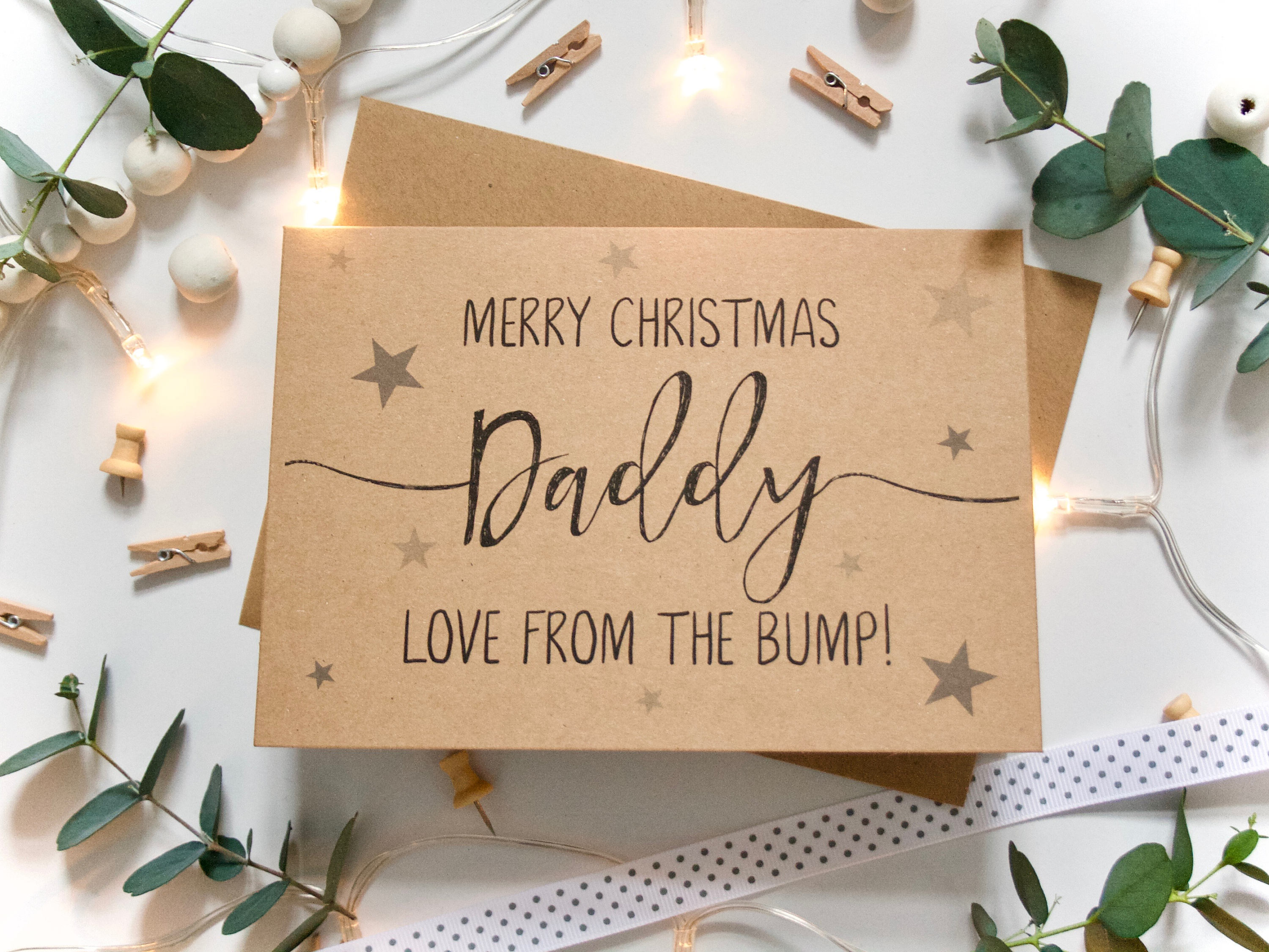 merry christmas daddy love from the bump christmas card calligraphy style rustic recycled kraft card with envelope 5x7 - Merry Christmas Daddy merry christmas daddy love from the bump christmas card calligraphy style rustic recycled kraft card with envelope 5x7 - Merry Christmas Daddy