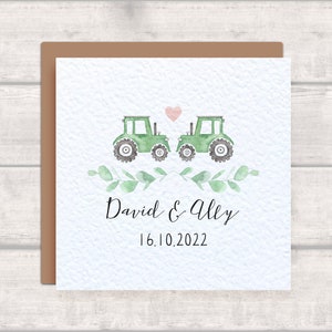 Personalised Tractor Wedding Card - Farming Farmer Wedding Anniversary Card - Wife / Husband / Bride / Groom Tractor Card