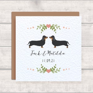 Personalised Dachshund Wedding Card - Sausage Dog Wedding Anniversary Card - Wife / Husband / Bride / Groom Card for Dog Lovers