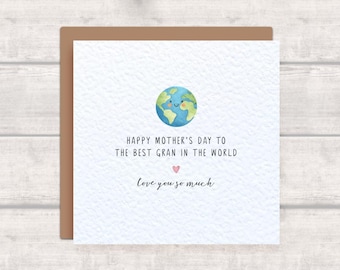 GRAN - Simple Mother's Day Card to the Best Gran in the world - Mother's Day Card for Gran - Cute Kawaii Mothers Day Card - love you so much