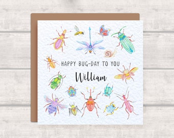 Personalised Bugs Birthday Card for the Insect Enthusiast - Beetles, Bees, Butterflies - Kids Birthday Card Child's Birthday