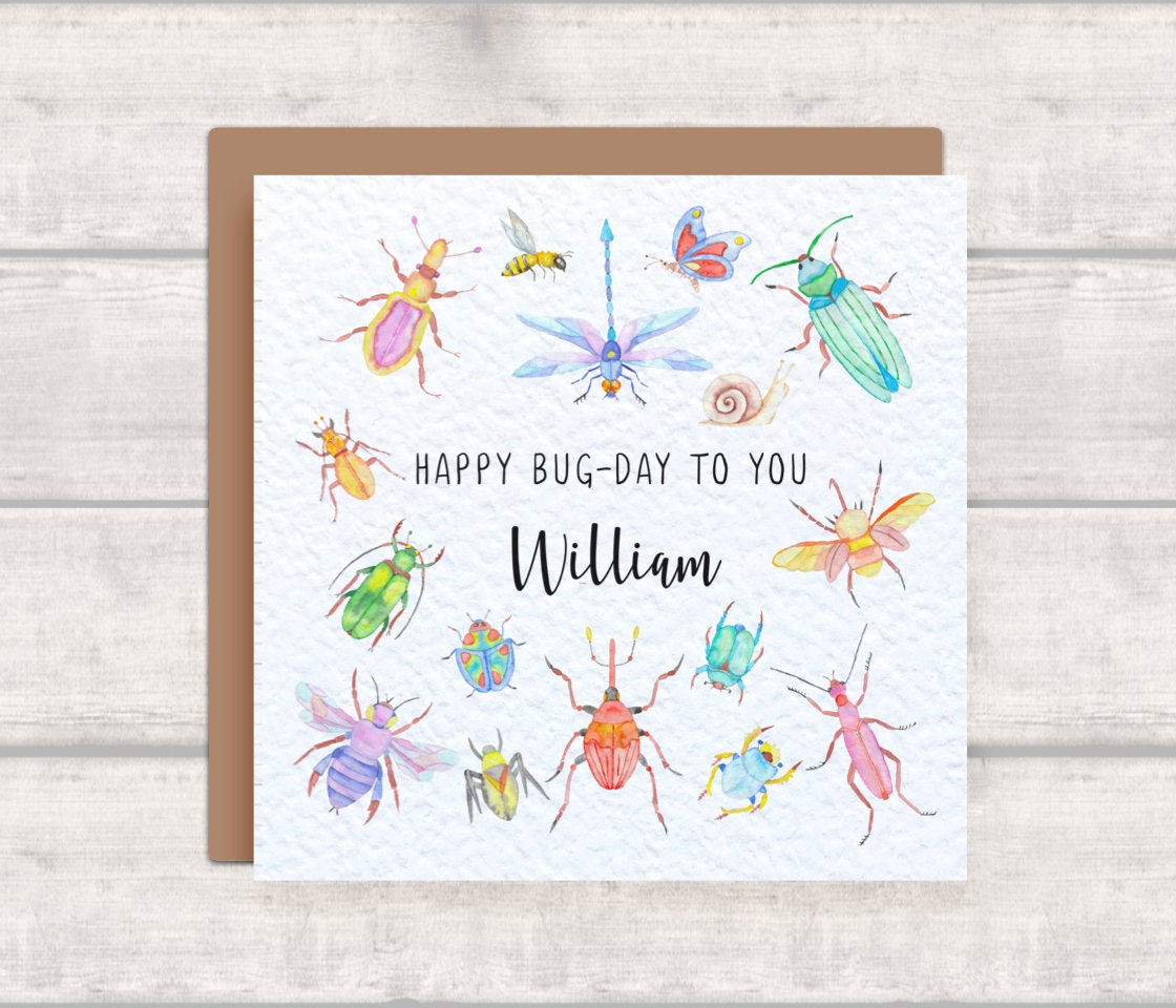 Personalised Bugs Birthday Card for the Insect Enthusiast - Beetles ...