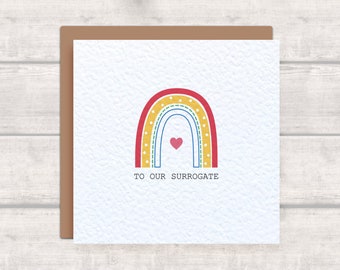 A nuestra tarjeta sustituta - Tarjeta de subrogación - Nueva tarjeta de bebé - Tarjeta de subrogada de agradecimiento - Rainbow Card