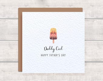 Daddy Cool Father's Day Card - Colourful Card for Dad with Minimalist Ice Lolly Design
