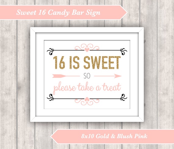 INSTANT DOWNLOAD - Printable Sweet 16 Candy Bar Sign - Dessert Bar