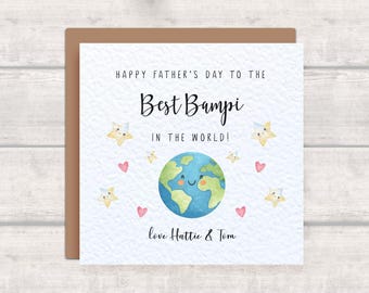 Best Bampi in the World Father's Day Card for Bampi - Cute Kawaii Fathers Day Card - Earth Star Heart - Bampi Card
