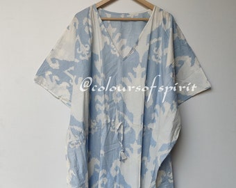 Kaftan For to be Moms, Beach Cover Up, Sleepwear Dressing Gown, Kaftan Maxi Dress, Indian Flower Printed Cotton Kaftan, Outfit # 74