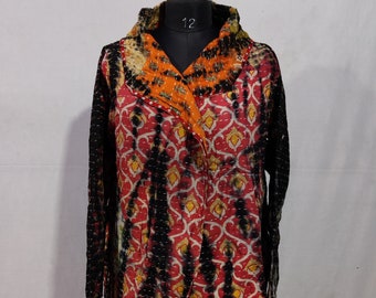 Veste bohème en coton fabriquée à la main avec courtepointe Kantha indienne vintage, hippie, manteau pour femme, veste d'hiver pour femme, veste kantha tie-dye # CJ 251