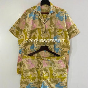 Short indien 100 % coton, pyjama en coton pour femme, ensemble de pyjama en coton ultra doux, chemises courtes, chemises courtes en coton imprimé anokhi avec sac