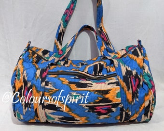 Bolsa de viaje acolchada de tela de algodón con estampado Ekat, bolsa de fin de semana, bolsa de gimnasio, bolsa de yoga, bolsa de equipaje, bolsa unisex