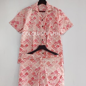 Ensemble de pyjama court 100 % coton Belle chemise de nuit pour femme avec short Ensemble de pyjama en coton Ensemble short à fleurs avec sac #07